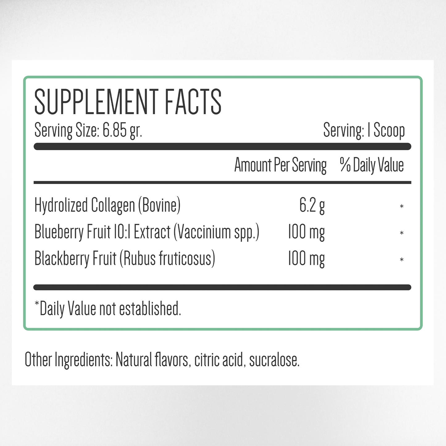 Berry Collagen Blast Supplement Facts & Collagen Ingredients Label | Aura Vitamins