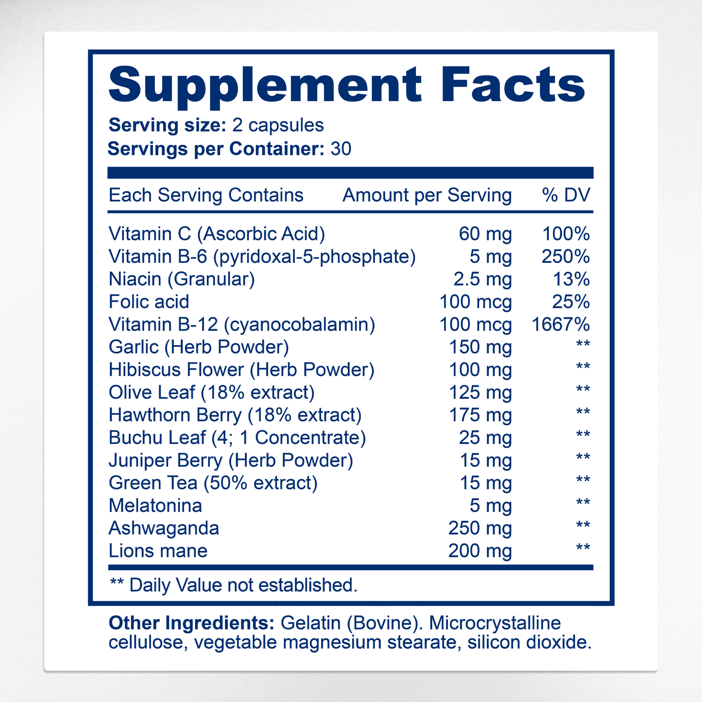 Audio Calm Night Supplement Facts & Tinnitus Ingredients Label | Aura Vitamins