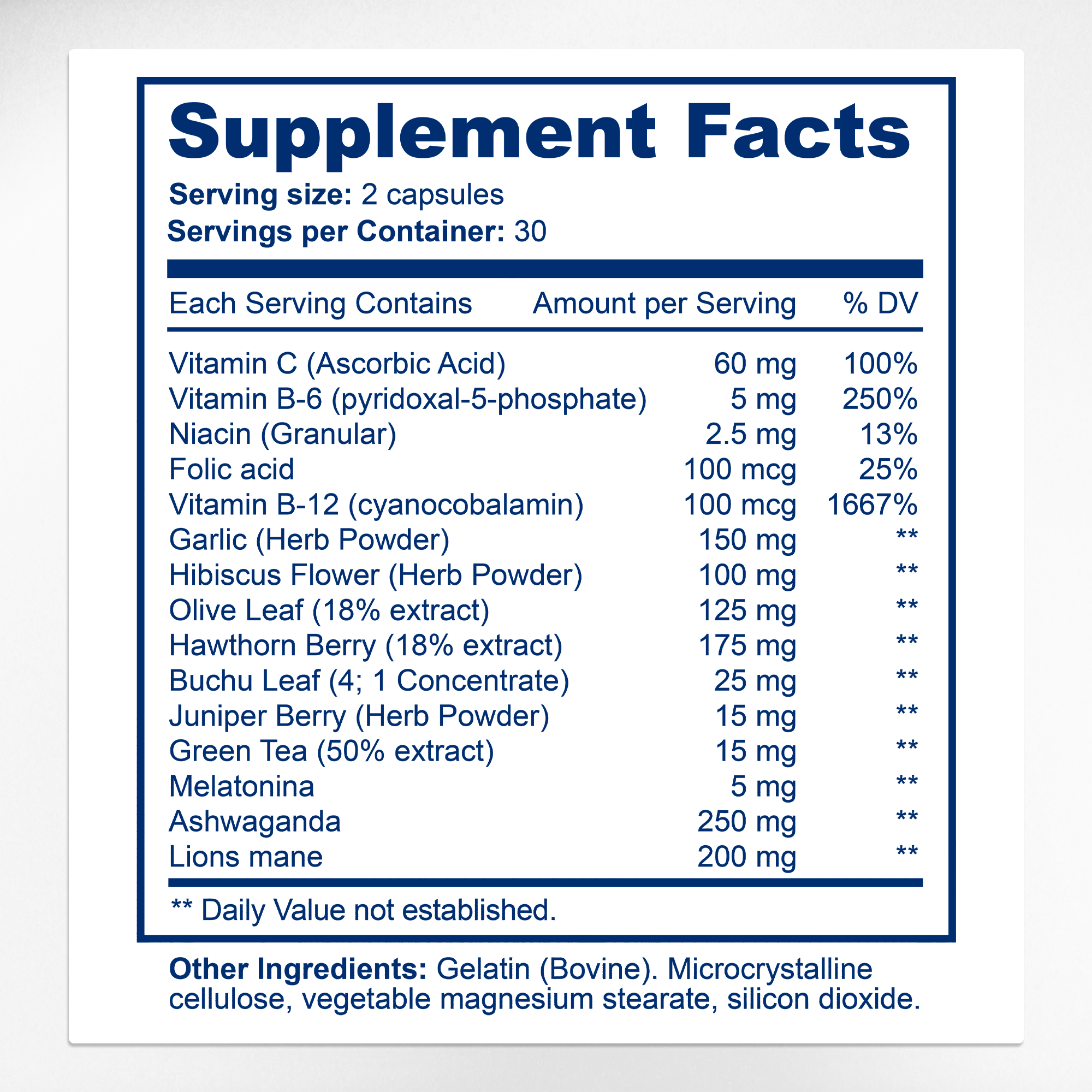 Audio Calm Night Supplement Facts & Tinnitus Ingredients Label | Aura Vitamins