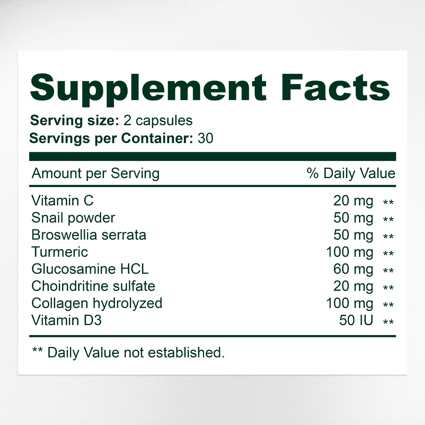 Regemax Supplement Facts & Joint Health Ingredients Label | Aura Vitamins