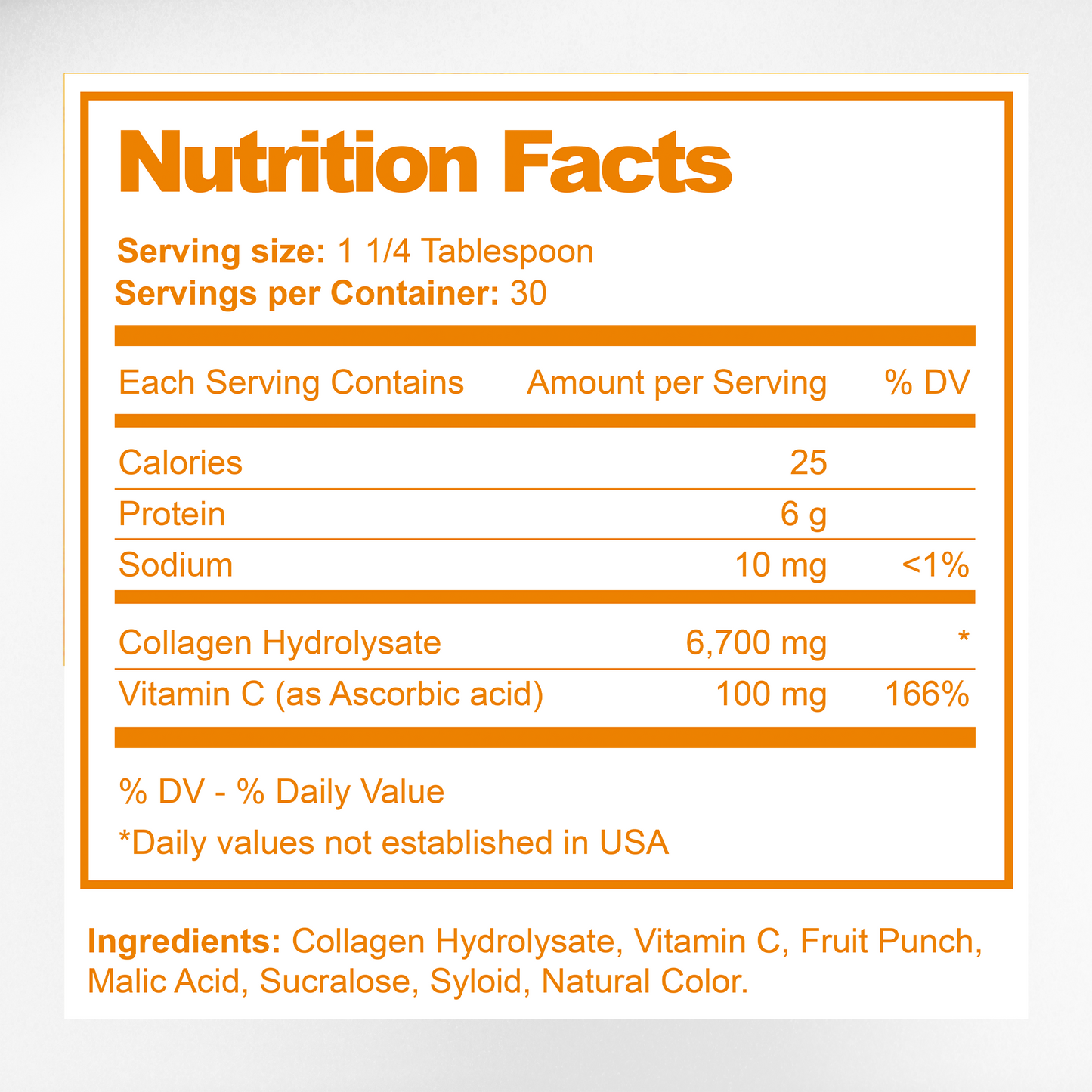 Orange Hydrolyzed Collagen Powder + Vitamin C | Skin, Hair & Joint Support