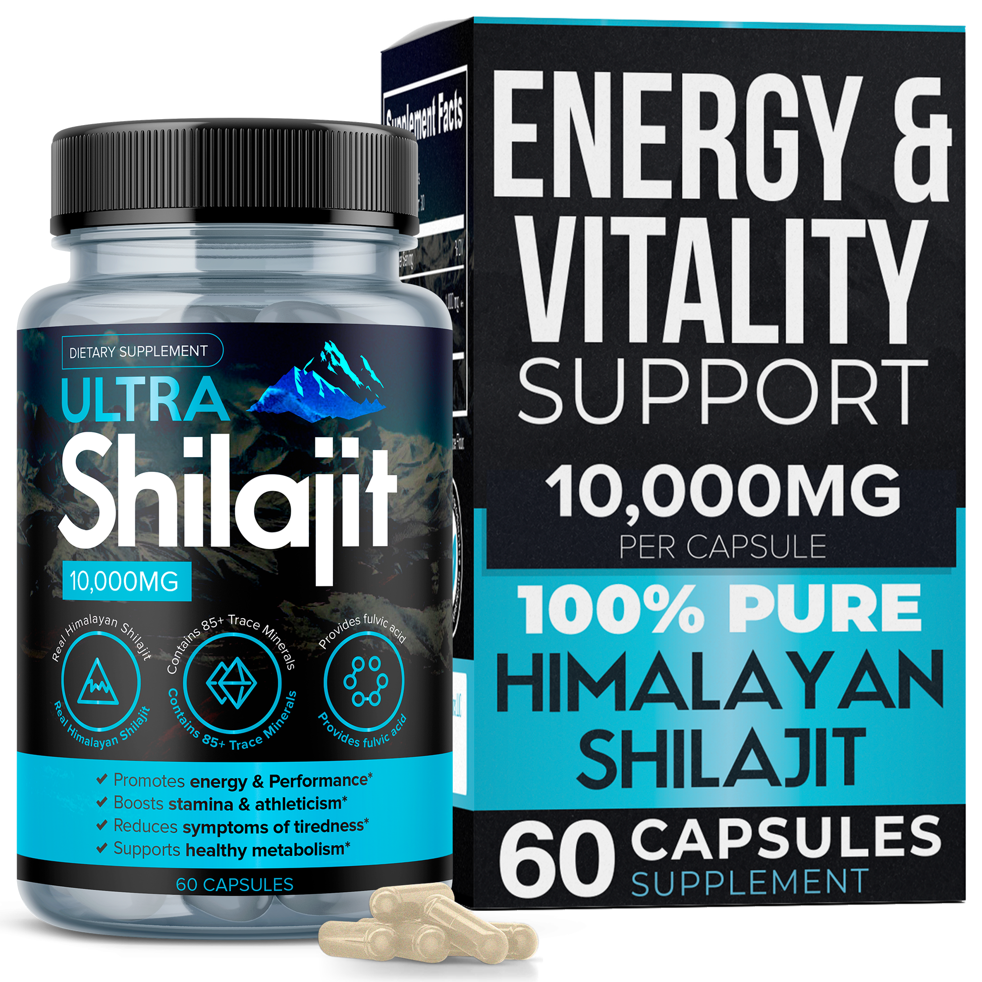 Ultra Shilajit 10,000mg Capsules for Energy, Strength & Vitality | Aura Vitamins