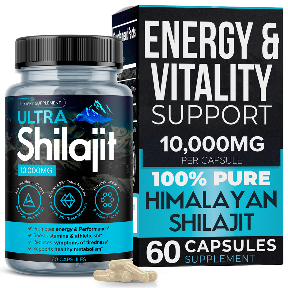 Ultra Shilajit 10,000mg Capsules for Energy, Strength & Vitality | Aura Vitamins