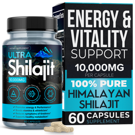 Ultra Shilajit 10,000mg Capsules for Energy, Strength & Vitality | Aura Vitamins