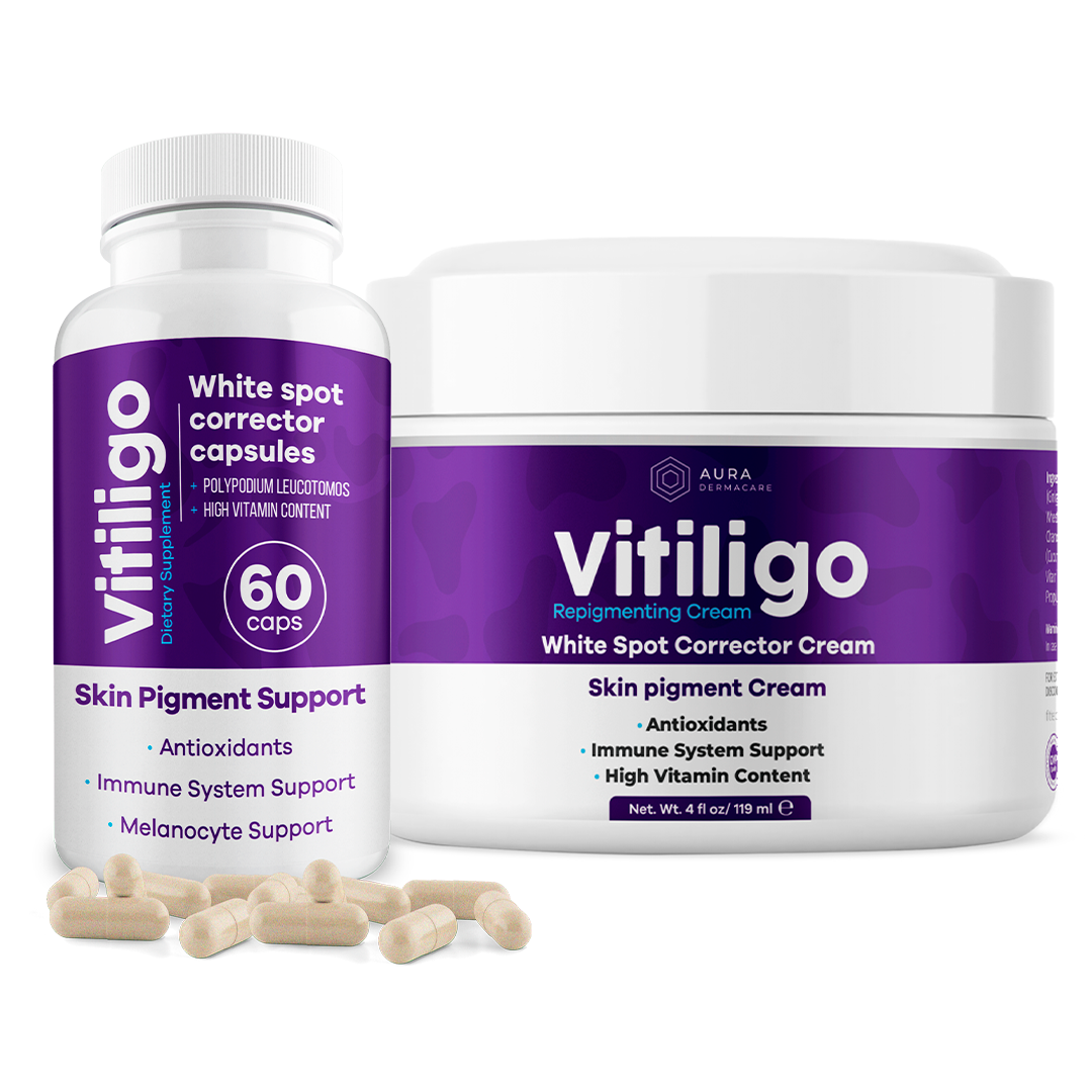 Vitiligo Capsules & Cream Bundle for Skin Pigmentation Support | Aura Vitamins