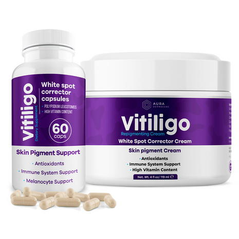 Vitiligo Capsules & Cream Bundle for Skin Pigmentation Support | Aura Vitamins