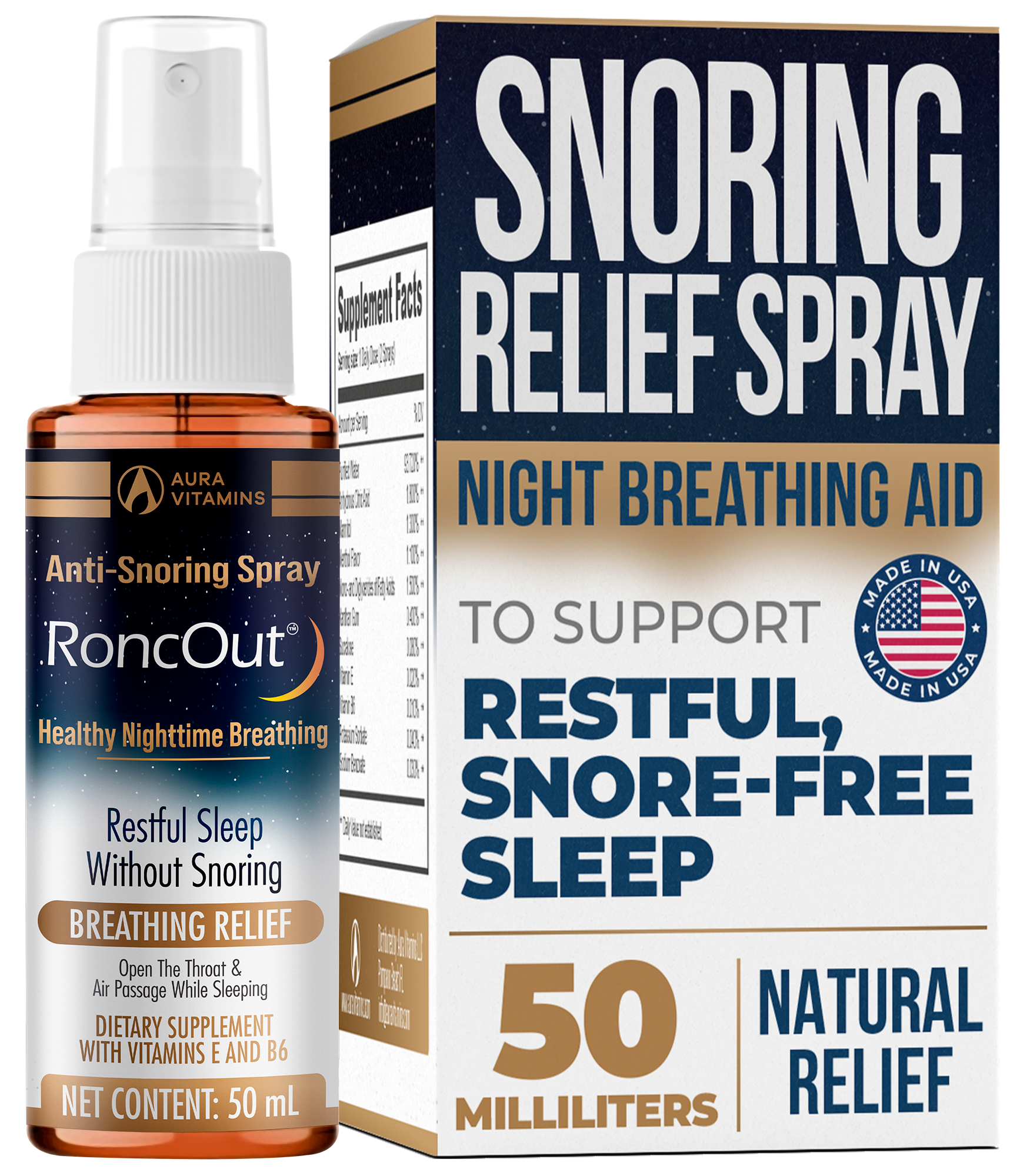 Roncout Oral Spray Bottle for Snoring Relief & Nighttime Breathing | Aura Vitamins