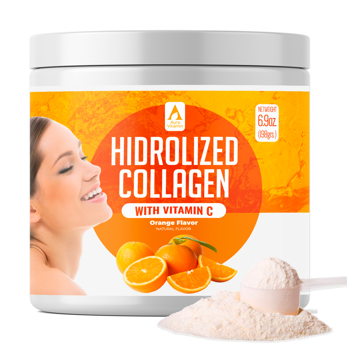 Orange Hydrolyzed Collagen Powder + Vitamin C | Skin, Hair & Joint Support